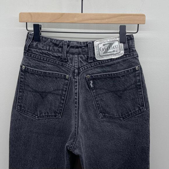 Vintage Z Cavaricci Black Wash Denim High Rise Button Fly Tapered Straight Jeans - Picture 4 of 7